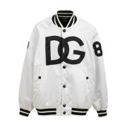 Dolce & Gabbana Varsity Bomberjacka med DG-logotyp White, Herr