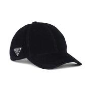 Prada Svart Ribbstickad Hatt Tillbehör Black, Herr