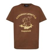 Dsquared2 T-shirt med logotyp Brown, Dam