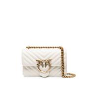 Pinko Chevron Mini Love Väska i Läder White, Dam