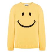 Moschino Gul Crew Neck Sweater med Logo Yellow, Herr