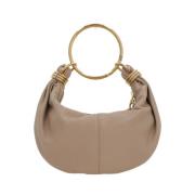 Chloé Mörk Beige Hobo Väska med Guld Hardware Beige, Dam