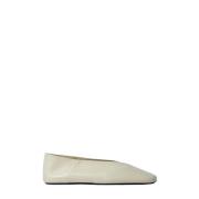 Jil Sander Fyrkantig Läder Ballerina Flats Beige, Dam