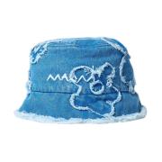 Marni Broderad Denim Bucket Hat Blue, Dam