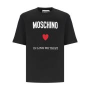 Moschino Svart Bomull T-shirt med Logotyp Black, Herr