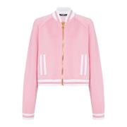 Balmain Beskuren stickad collegemössa med randiga detaljer Pink, Dam