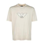 Emporio Armani Avslappnad Bomull T-shirt för Män Beige, Herr