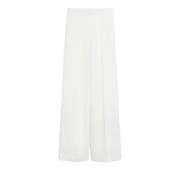 Max Mara Lyxig Ull Bredbenade Byxor White, Dam