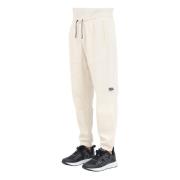 Emporio Armani EA7 Sportiga beige byxor med logotyptryck White, Herr