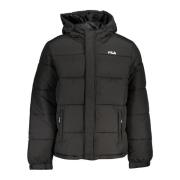 Fila Svart huva jacka med tryckt logotyp Black, Herr