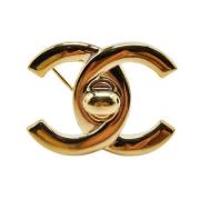 Chanel Vintage Pre-owned Metall broscher Yellow, Dam