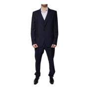 Dolce & Gabbana Slim Fit 3-delat Ullkostym Blue, Herr