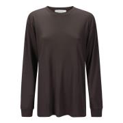 Studio Nicholson Långärmad rundhals lyocell t-shirt Brown, Dam