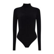 Alaïa Räfflad bodysuit Black, Dam