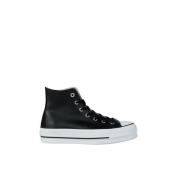 Converse Platform Läder High-Top Sneakers Black, Dam