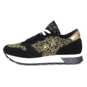 Sun68 Svart/Guld Djurtryck Mode Sneakers Black, Dam