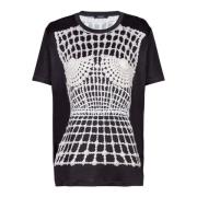 Balmain Lös T-shirt med falsk broderiutskrift Black, Dam