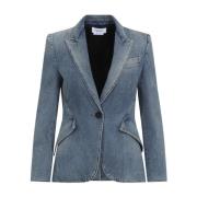 Alexander McQueen Stonewashed Denimjacka Blue, Dam