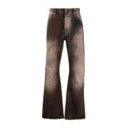 Séfr Högmidjade flare jeans i svart denim Brown, Herr