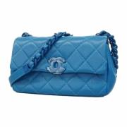 Chanel Vintage Pre-owned Laeder axelremsvskor Blue, Dam