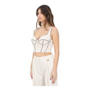 Elisabetta Franchi Vit Bustier med Svarta Detaljer White, Dam