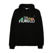 Fiorucci Svart huvtröja med fruktmönster Black, Herr