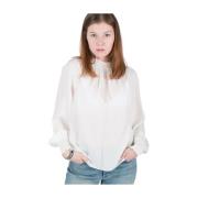 Veronica Beard Abel Offwhite Top Blus White, Dam