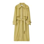 LOW Classic Minimalistisk vegansk läder trenchcoat Yellow, Dam