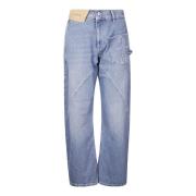 JW Anderson Raka Ben Bomulls Jeans med Ankar Blue, Dam