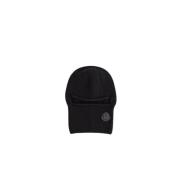 Moncler Svart ull balaclava med logobroderi Black, Unisex