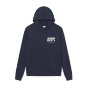 Les Deux Society Cotton Hoodie Blue, Herr