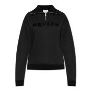 Alexander McQueen Sweatshirt med logotyp Black, Dam