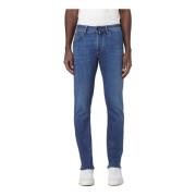 Jacob Cohën Slim Cropped Carrot Jeans Blue, Herr