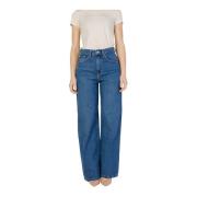 ONLY Blå Wide Leg Jeans med Fickor Blue, Dam