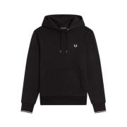 Fred Perry Svart Tipped Hoodie Black, Herr