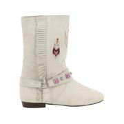 Isabel Marant Boho-Chic Lder Ankelboots med Broderad Rem och Fransdeta...