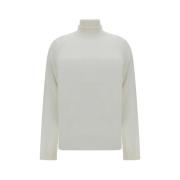 Maison Margiela Räfflad ull turtleneck tröja White, Dam