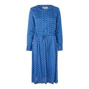 Lollys Laundry Charmig Polka Dot Midi Klänning Blue, Dam