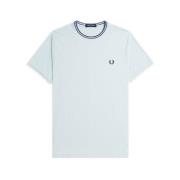 Fred Perry Blå Kontrast Ribbad Hals T-shirt Blue, Herr