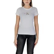 Calvin Klein Jeans Vit Bomull Dam T-shirt Vår/Sommar White, Dam