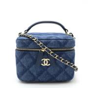 Chanel Vintage Pre-owned Canvas handvskor Blue, Dam