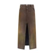 Pinko Denim Midikjol med Slits Brown, Dam