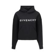 Givenchy Bomullshoodie med monogramlogo Black, Dam