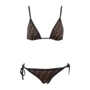 Fendi Vändbar Bikini med All-over FF Motif Black, Dam