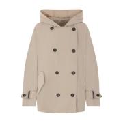 Brunello Cucinelli Beige Teknisk Bomullsparka med Monile Detaljer Beig...