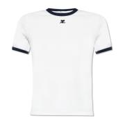 Courrèges T-shirt med broderad logotyp White, Dam