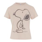 Re/Done Snoopy Print Bomullsblandning T-shirt Beige, Dam