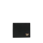 Tom Ford Svart Läder Bifold Plånbok Black, Herr