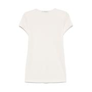 Lemaire Beige Crew Neck Short Sleeve T-shirt White, Dam