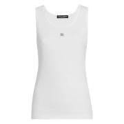 Dolce & Gabbana Vit Ärmlös Rund Hals Skjorta White, Dam